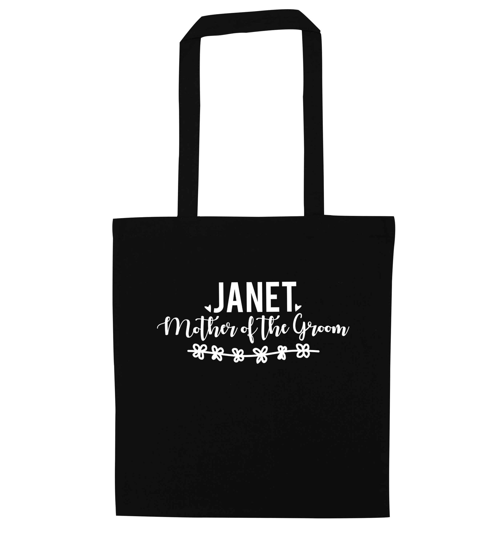 Personalised mother of the groom black tote bag
