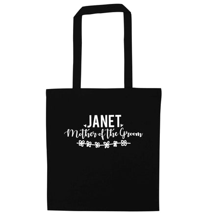 Personalised mother of the groom black tote bag