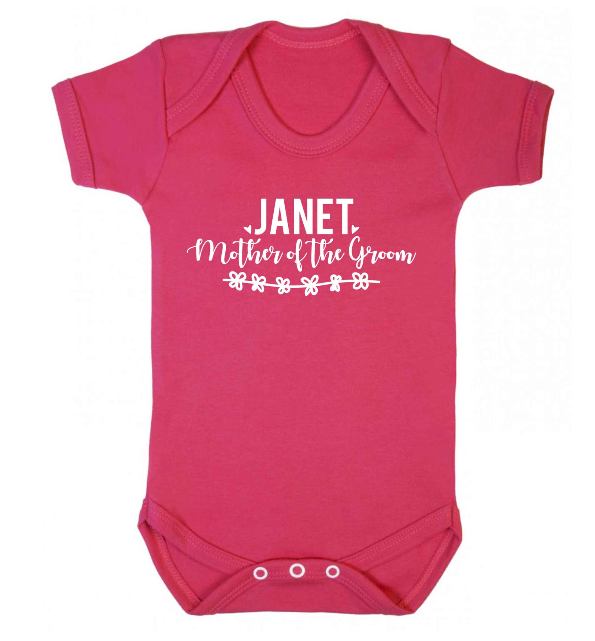 Personalised mother of the groom Baby Vest dark pink 18-24 months
