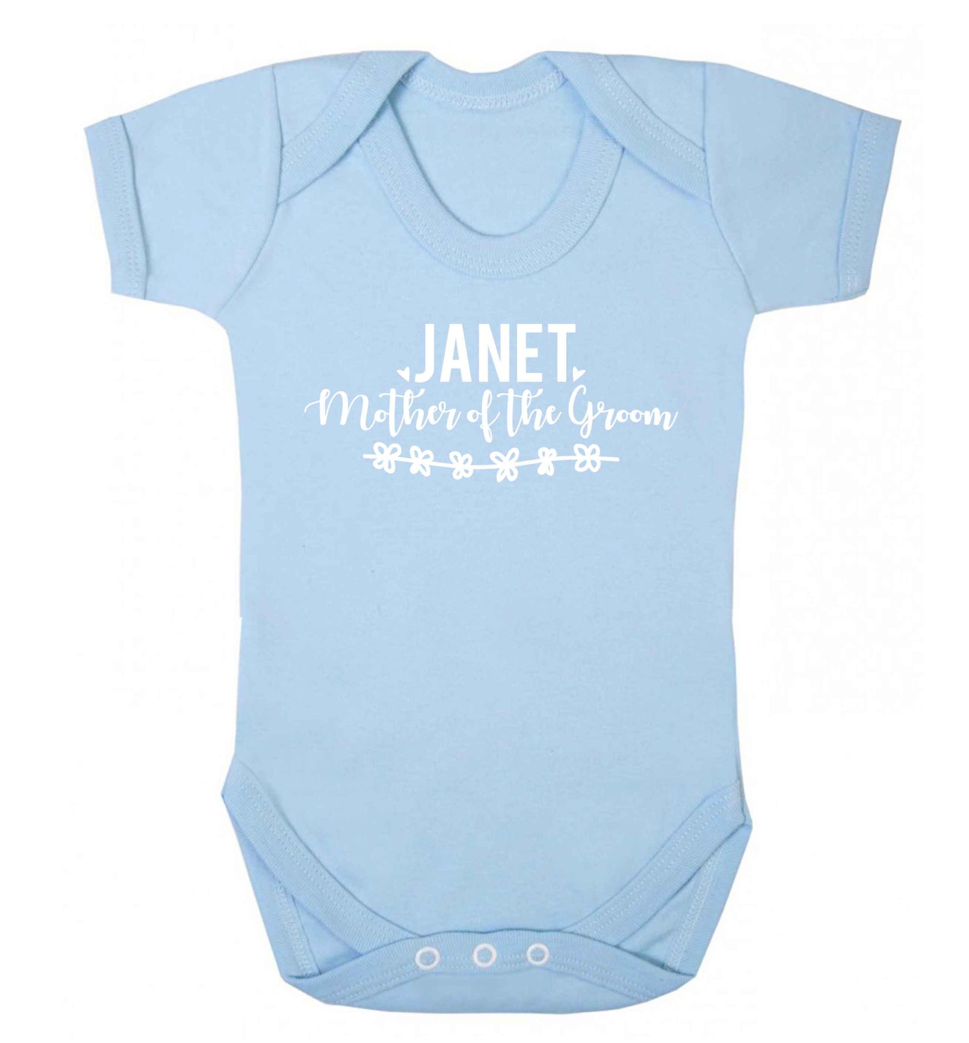 Personalised mother of the groom Baby Vest pale blue 18-24 months