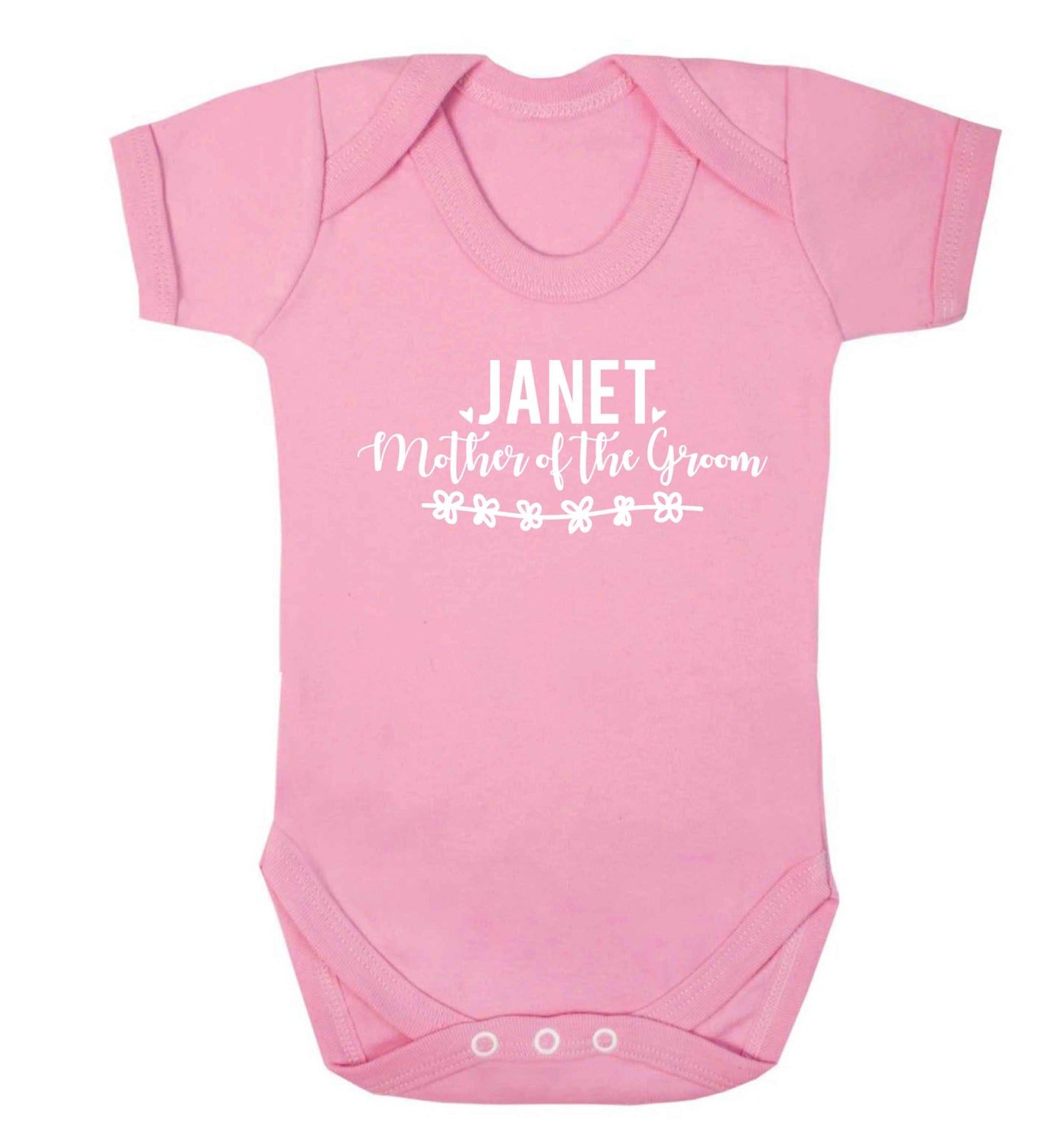 Personalised mother of the groom Baby Vest pale pink 18-24 months