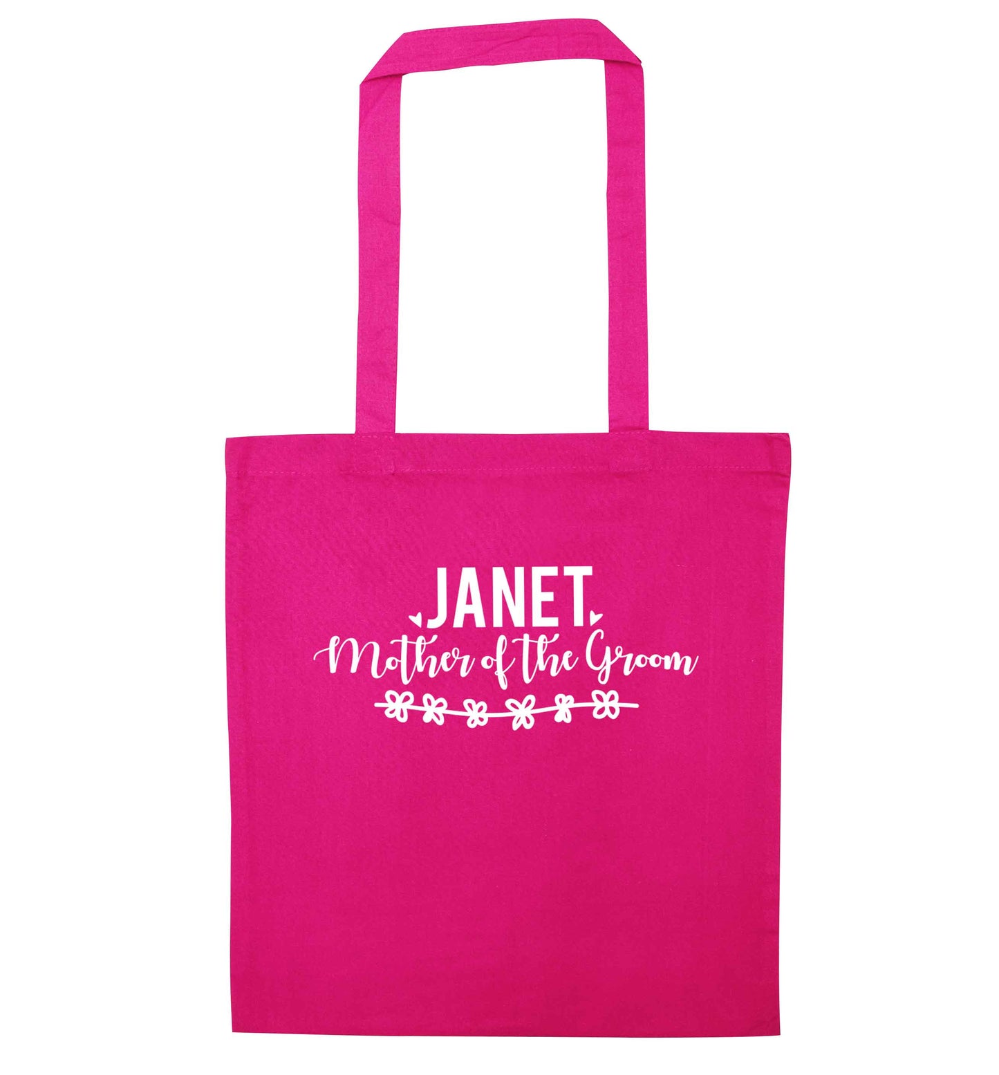 Personalised mother of the groom pink tote bag