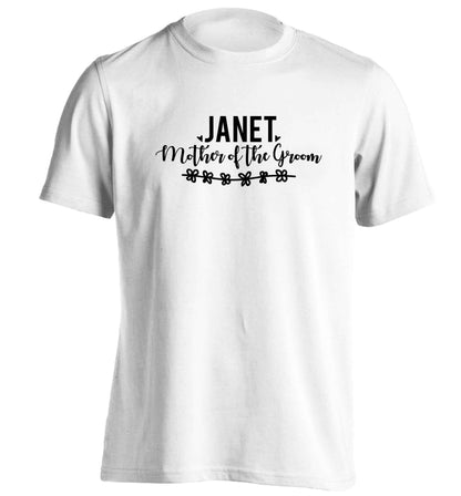 Personalised mother of the groom adults unisex white Tshirt 2XL