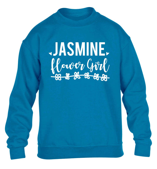 Personalised flower girl children's blue sweater 12-13 Years