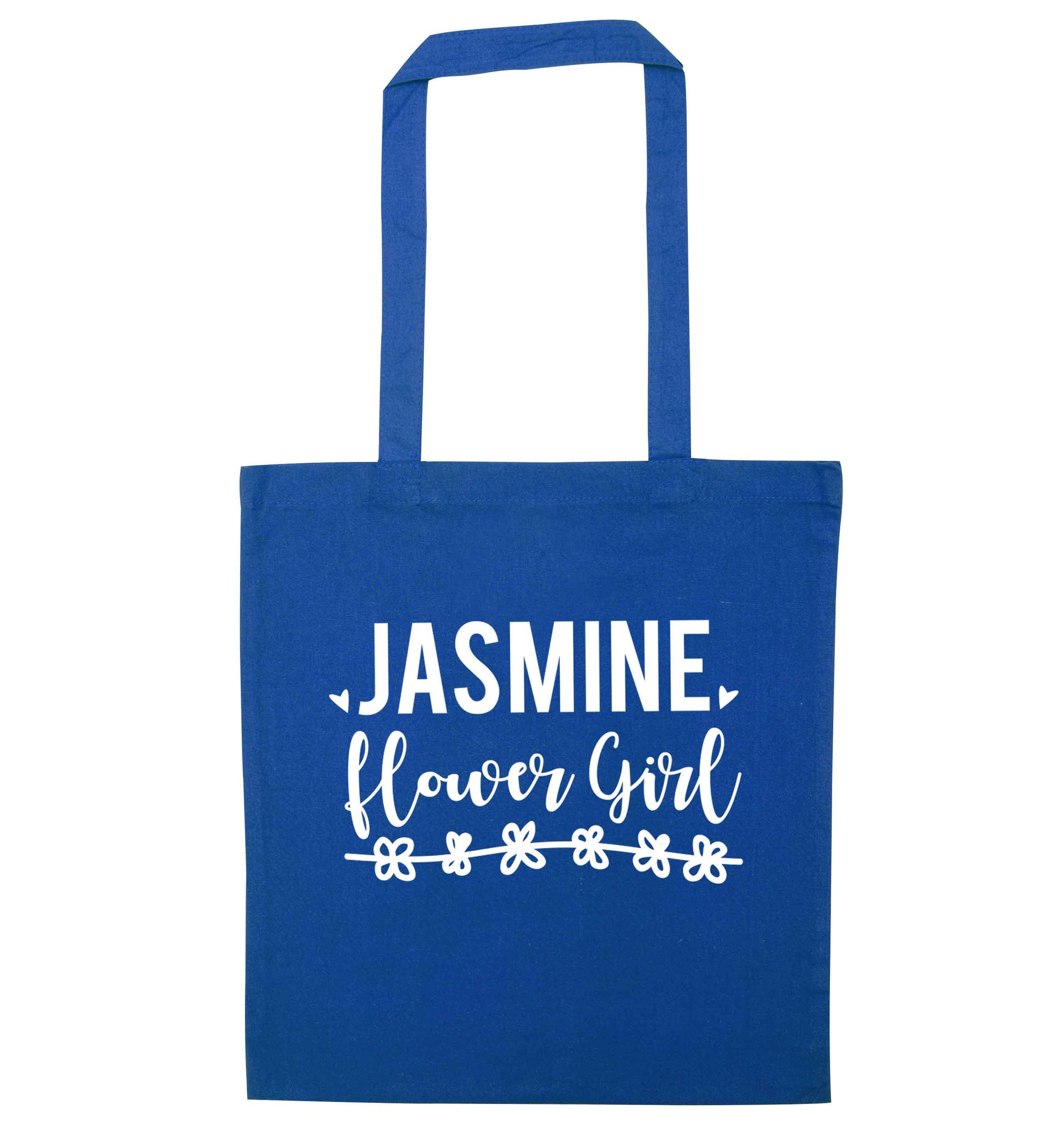 Personalised flower girl blue tote bag