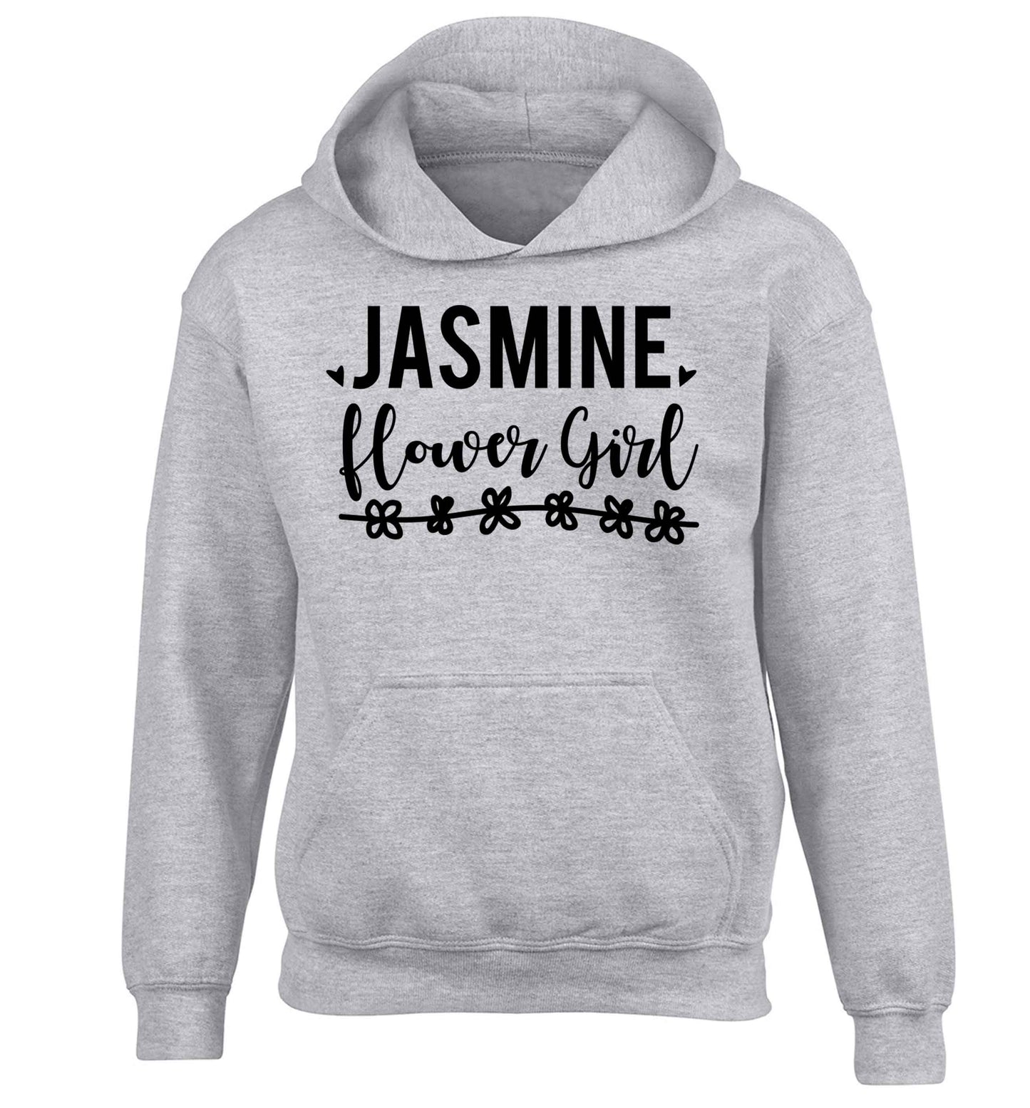 Personalised flower girl children's grey hoodie 12-13 Years