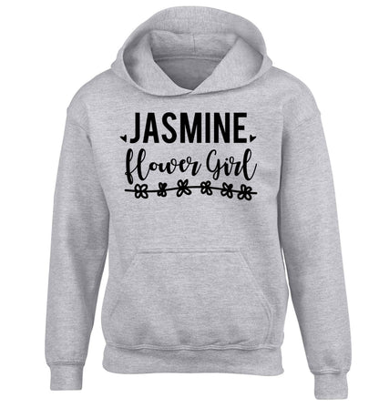 Personalised flower girl children's grey hoodie 12-13 Years