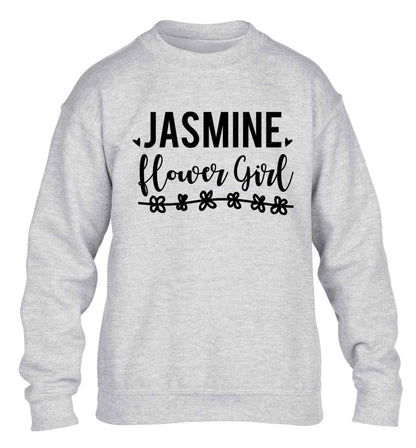 Personalised flower girl children's grey sweater 12-13 Years