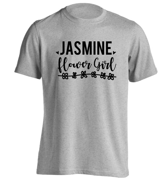 Personalised flower girl adults unisex grey Tshirt 2XL
