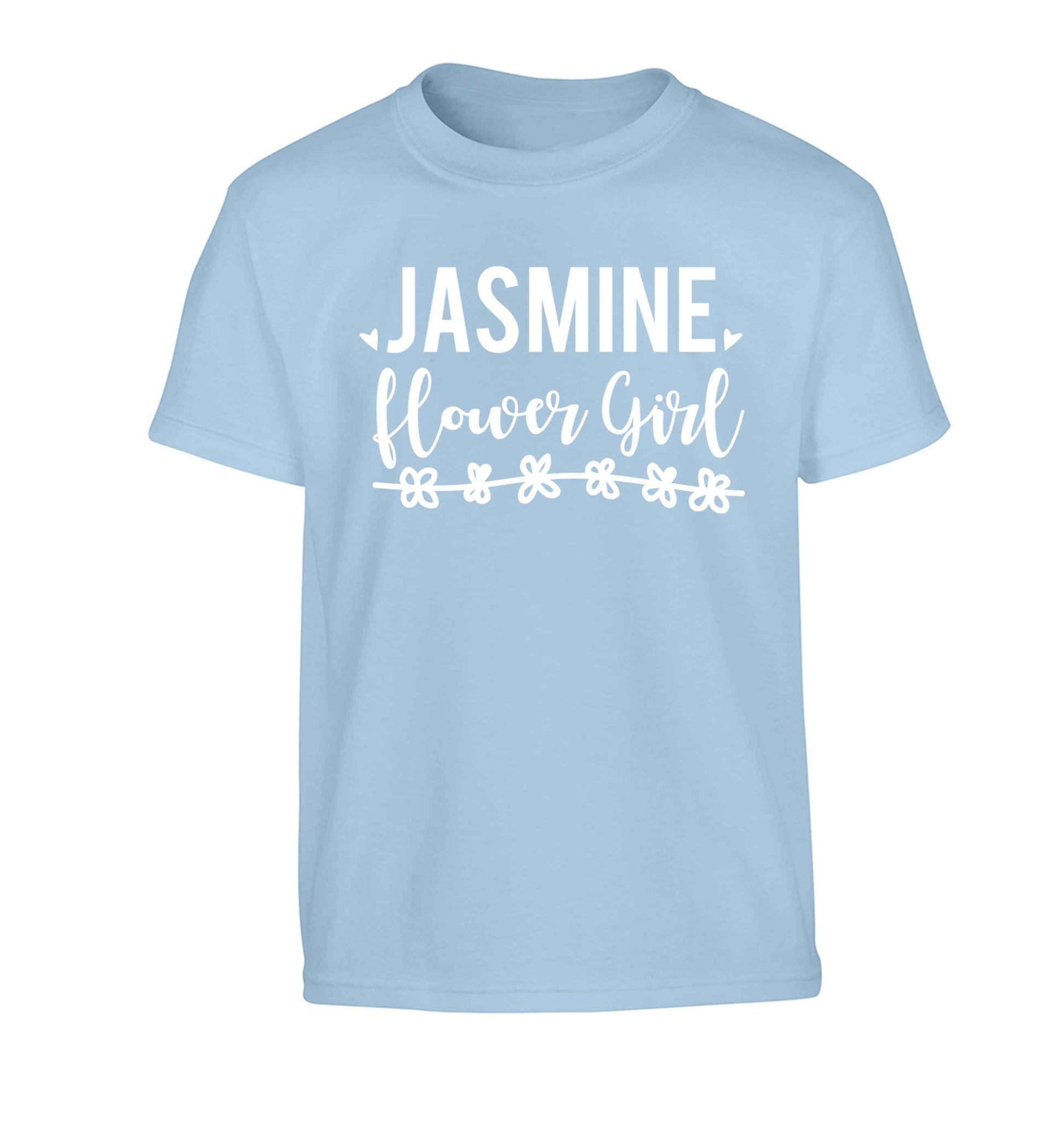 Personalised flower girl Children's light blue Tshirt 12-13 Years