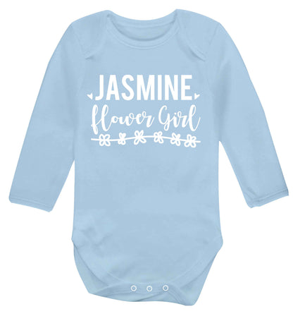 Personalised flower girl Baby Vest long sleeved pale blue 6-12 months