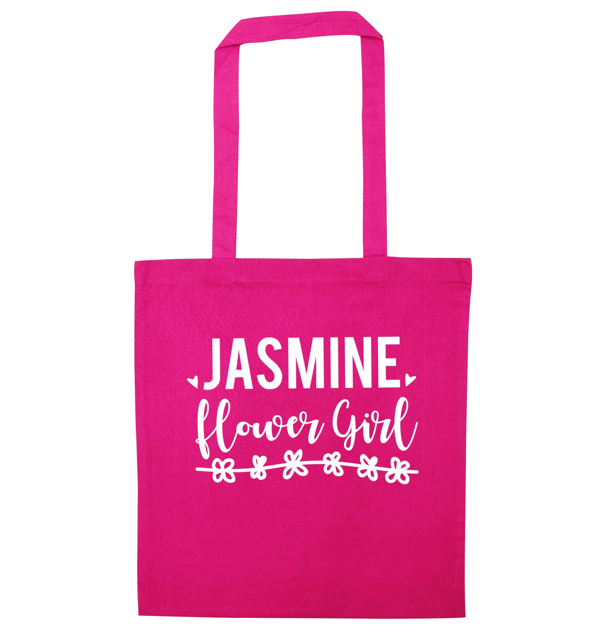 Personalised flower girl pink tote bag