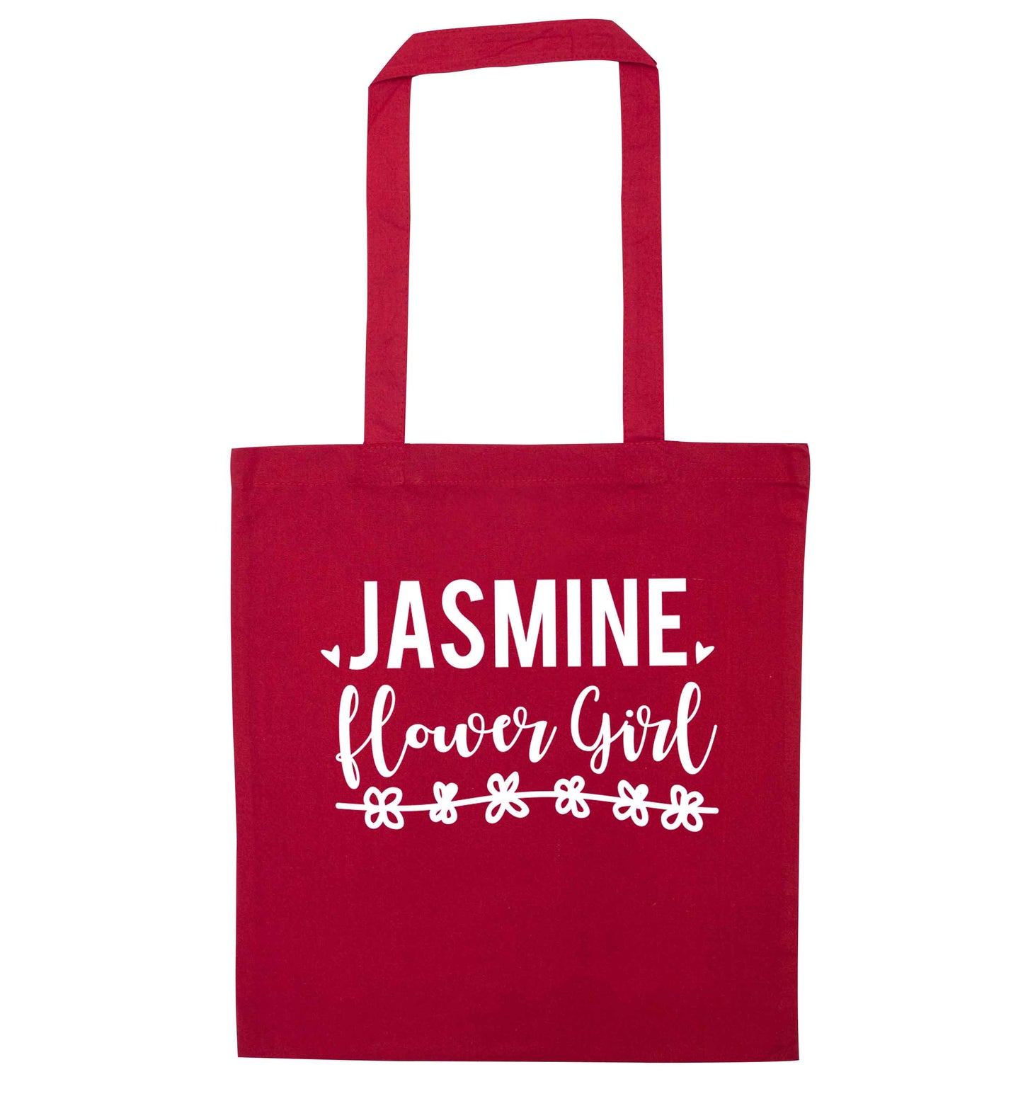Personalised flower girl red tote bag