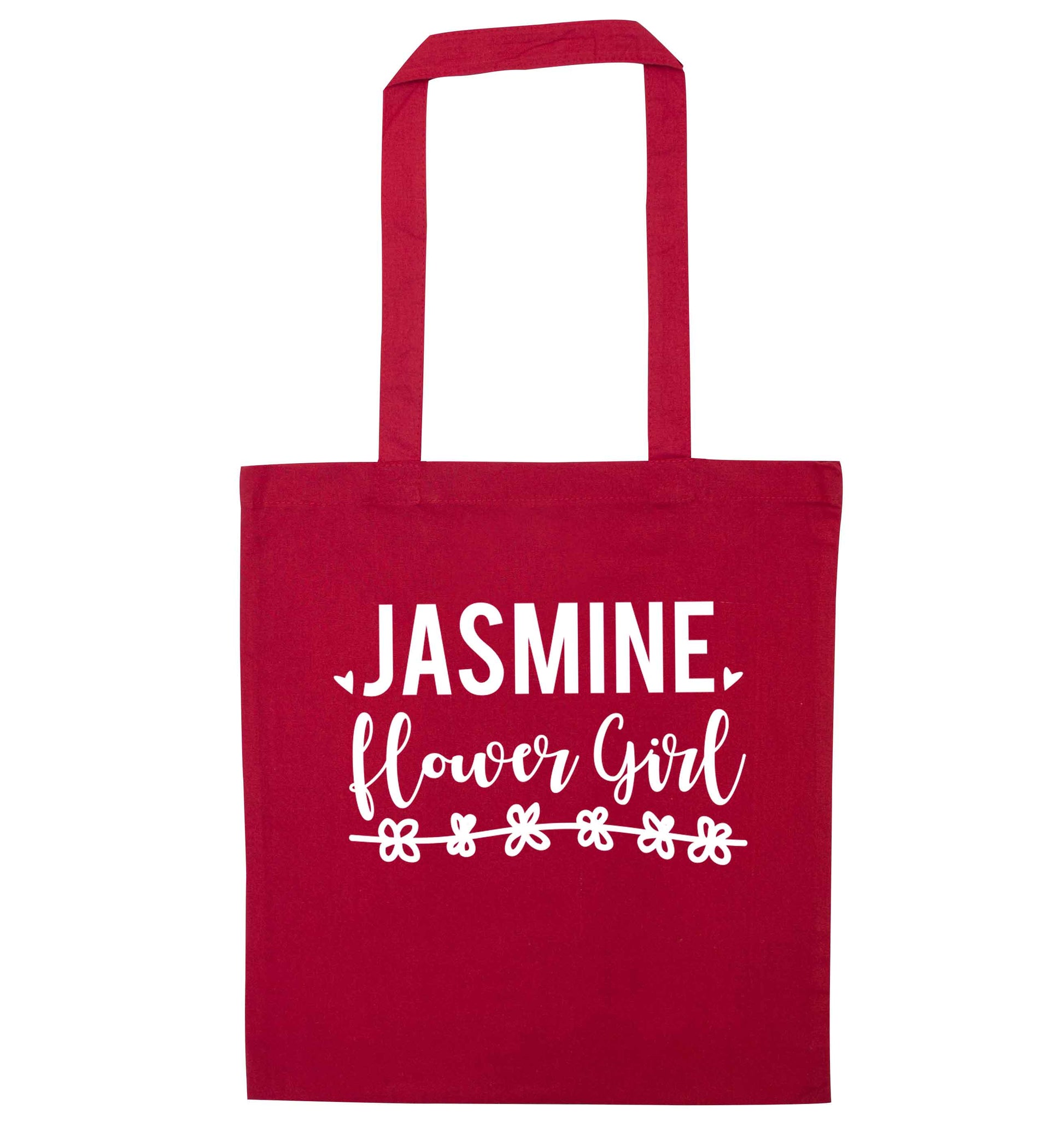 Personalised flower girl red tote bag