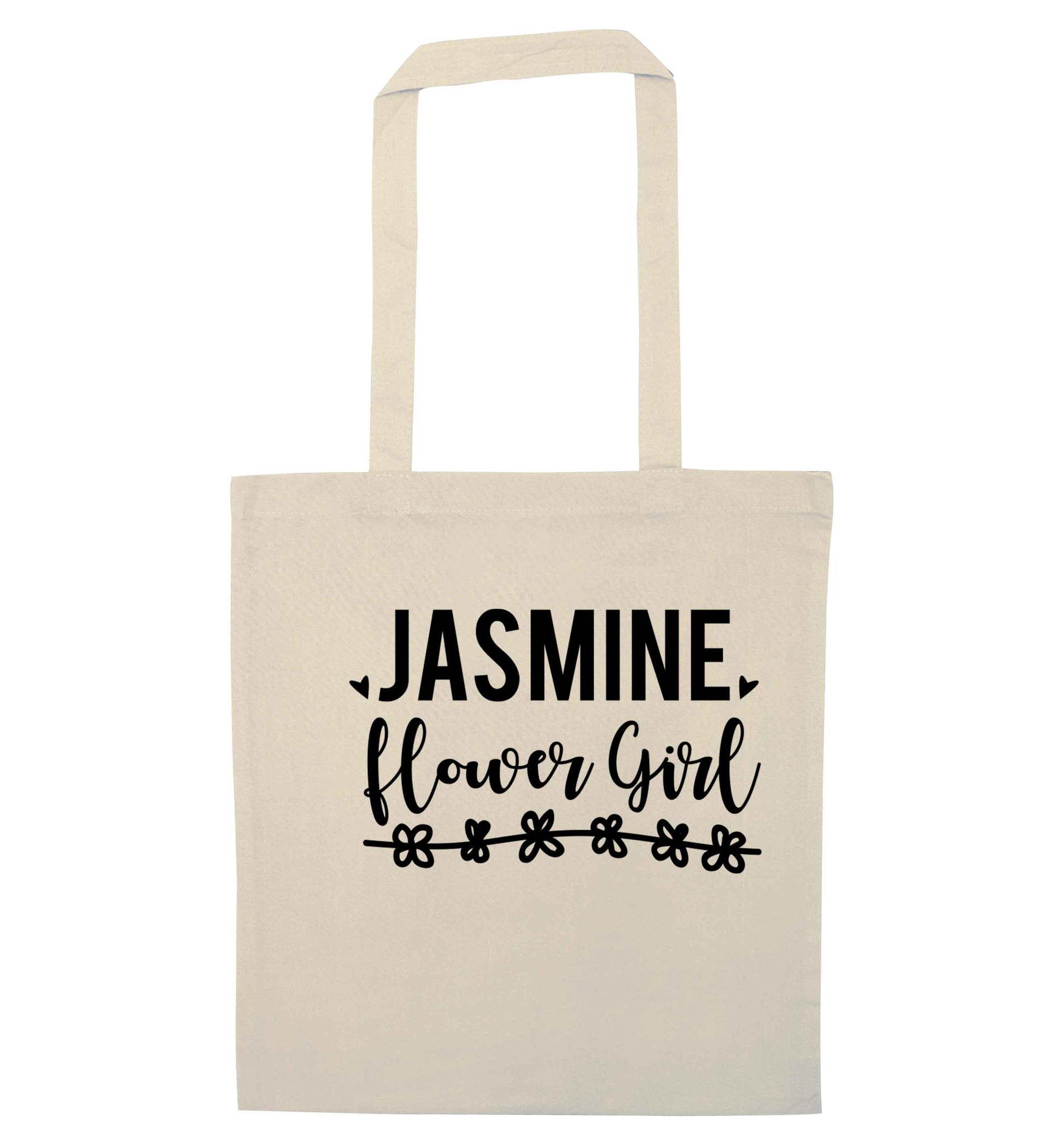 Personalised flower girl natural tote bag