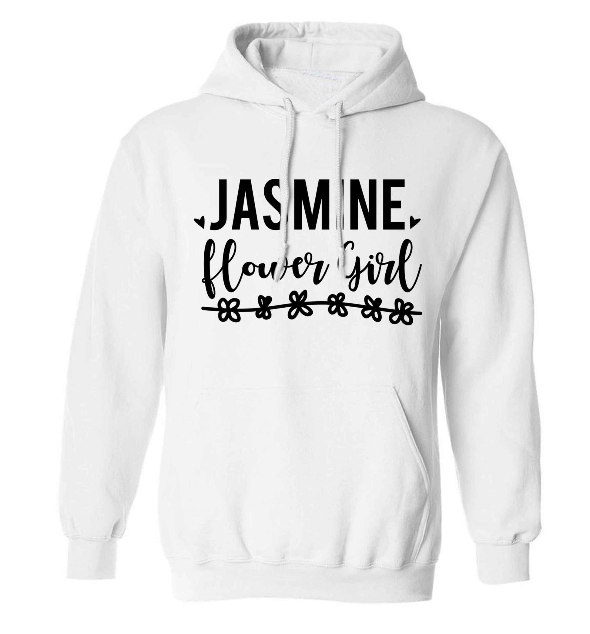 Personalised flower girl adults unisex white hoodie 2XL