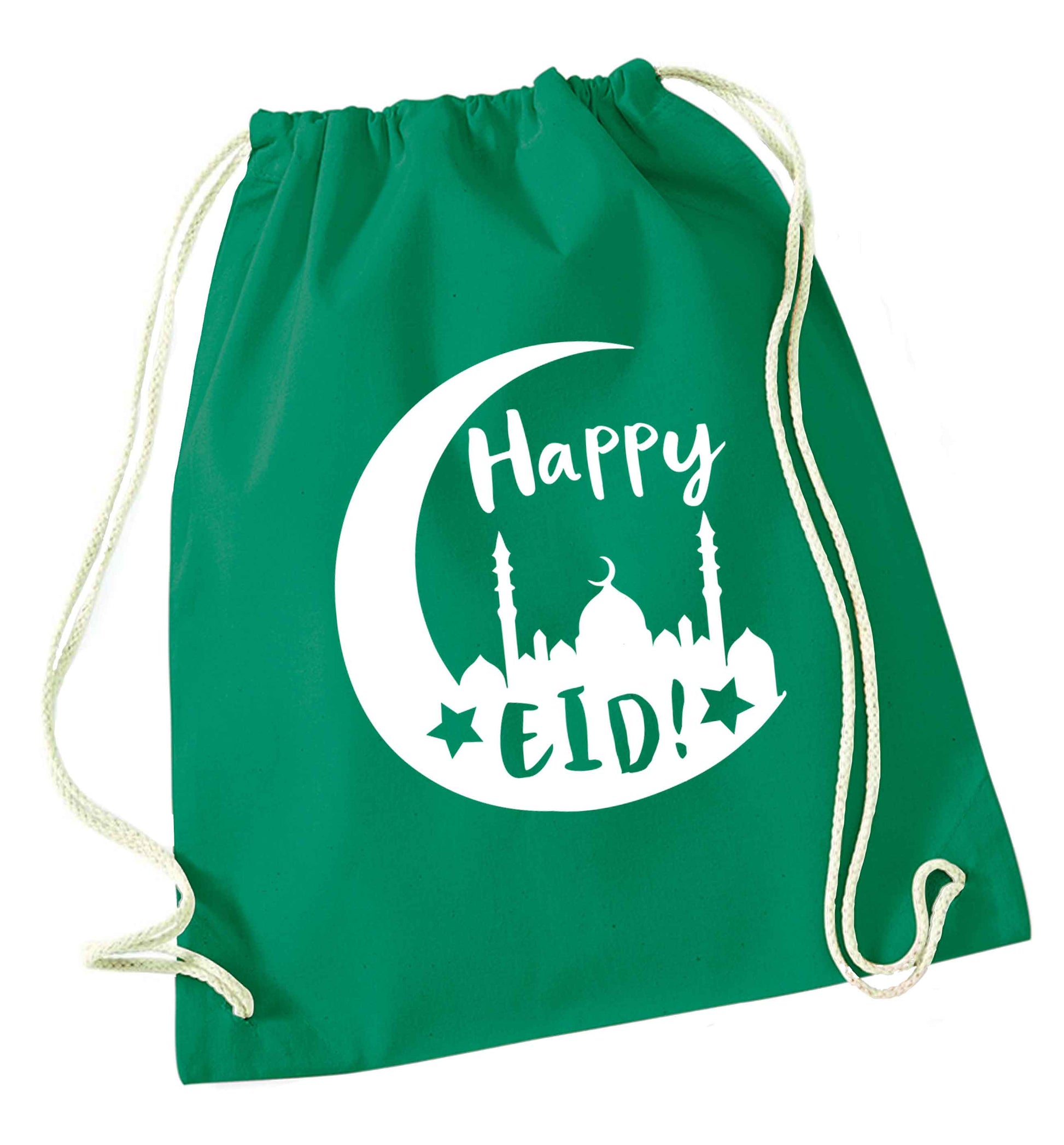 Happy Eid green drawstring bag