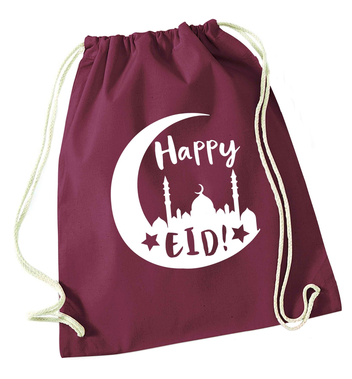 Happy Eid maroon drawstring bag