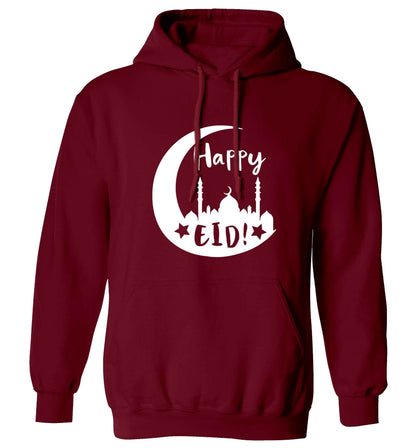 Happy Eid adults unisex maroon hoodie 2XL
