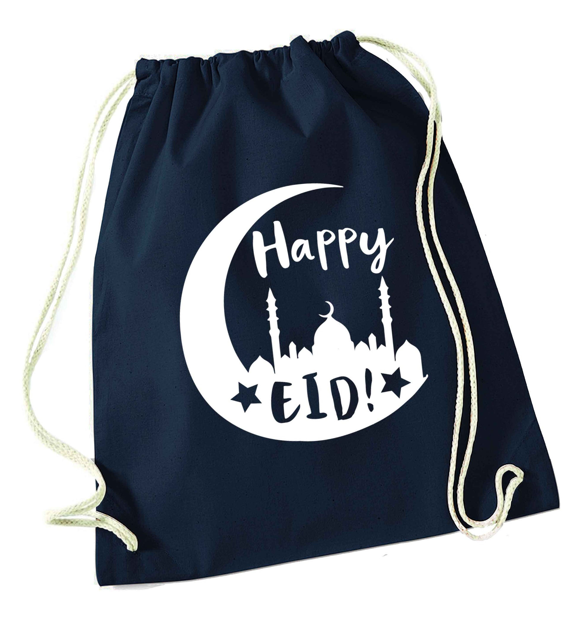 Happy Eid navy drawstring bag