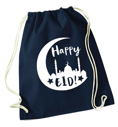 Happy Eid navy drawstring bag