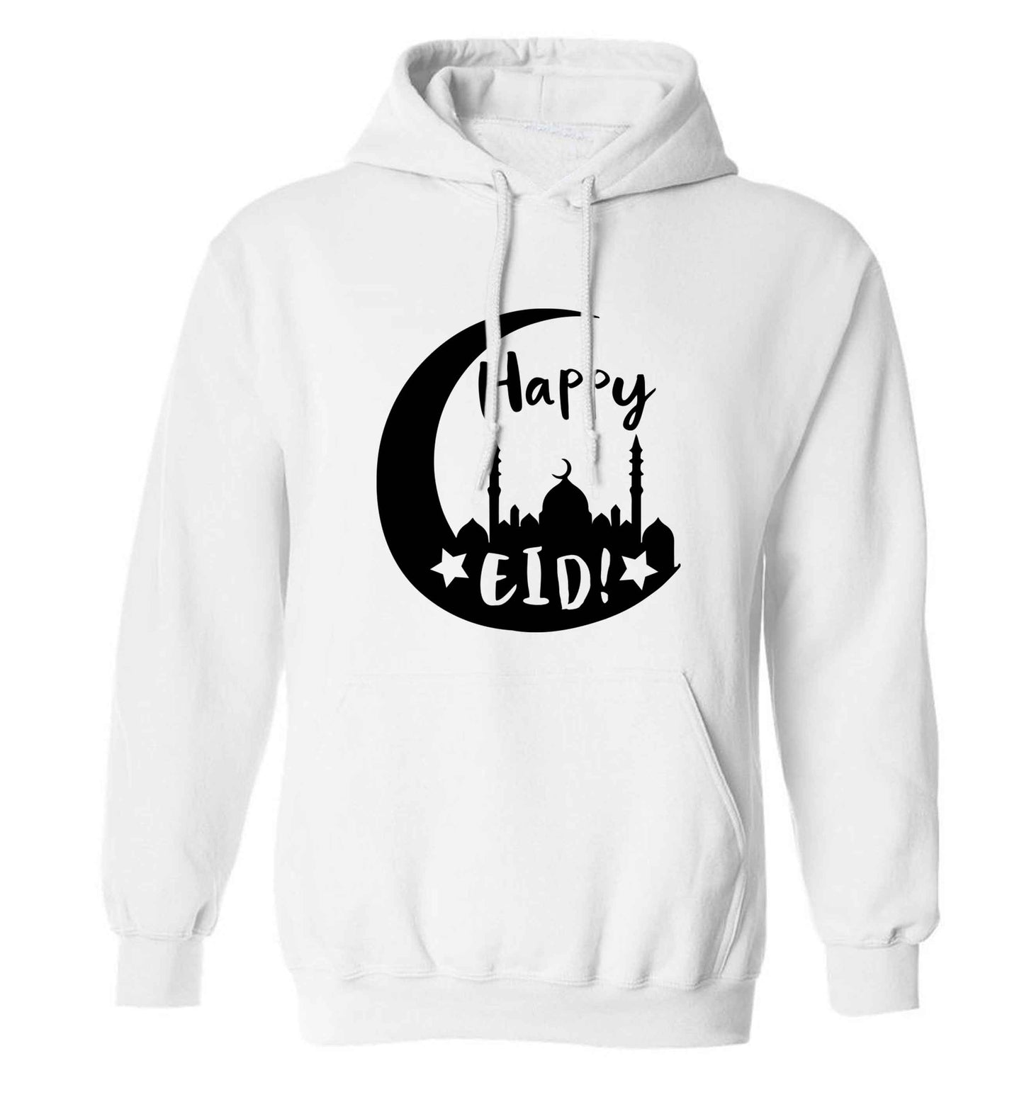 Happy Eid adults unisex white hoodie 2XL
