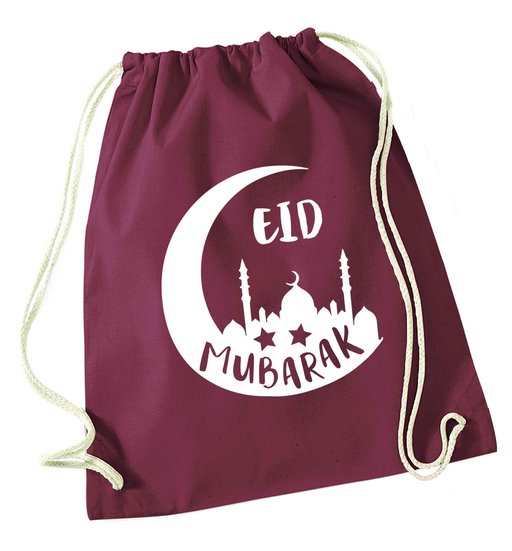 Eid mubarak maroon drawstring bag