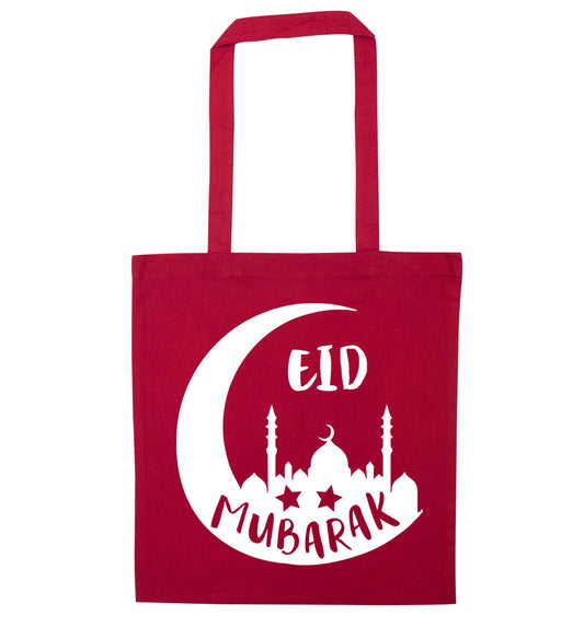 Eid mubarak red tote bag
