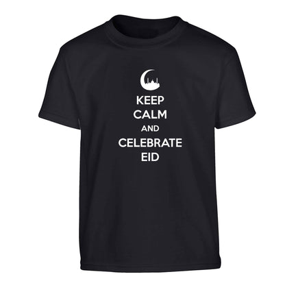 Keep calm and celebrate Eid Children's black Tshirt 12-13 Years