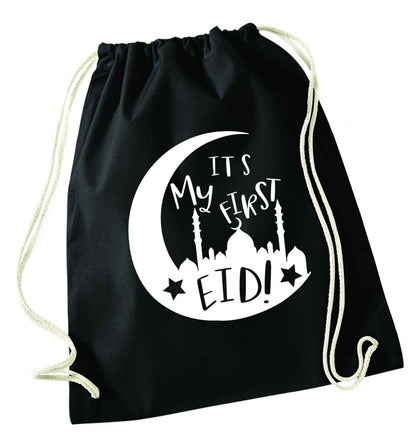 It's my first Eid moon black drawstring bag