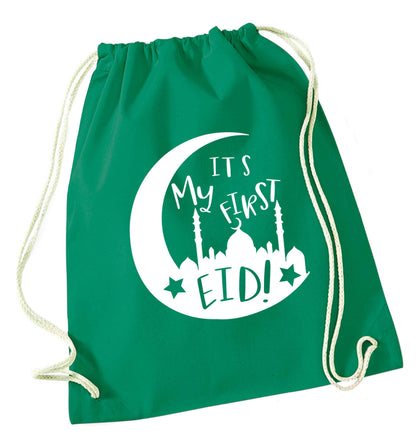 It's my first Eid moon green drawstring bag