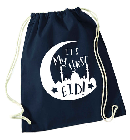 It's my first Eid moon navy drawstring bag