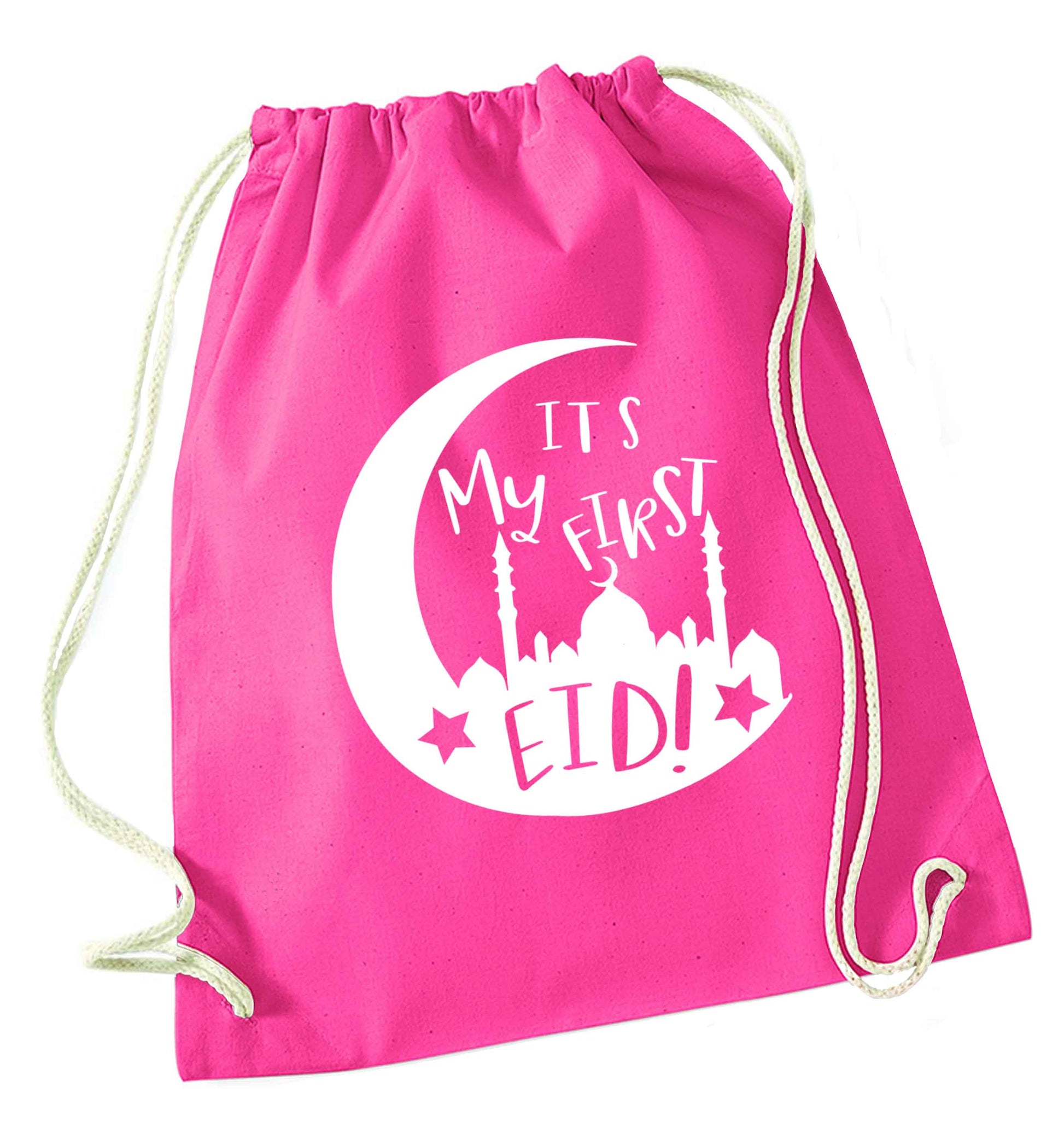 It's my first Eid moon pink drawstring bag