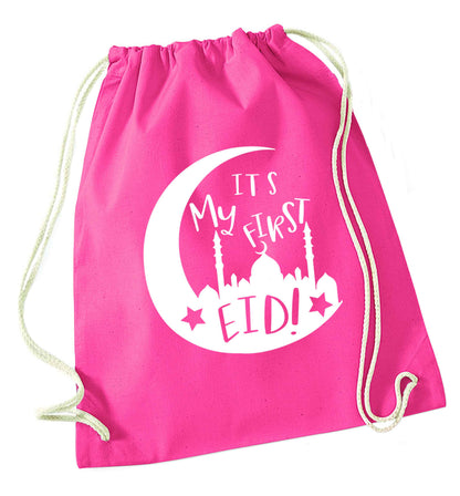 It's my first Eid moon pink drawstring bag
