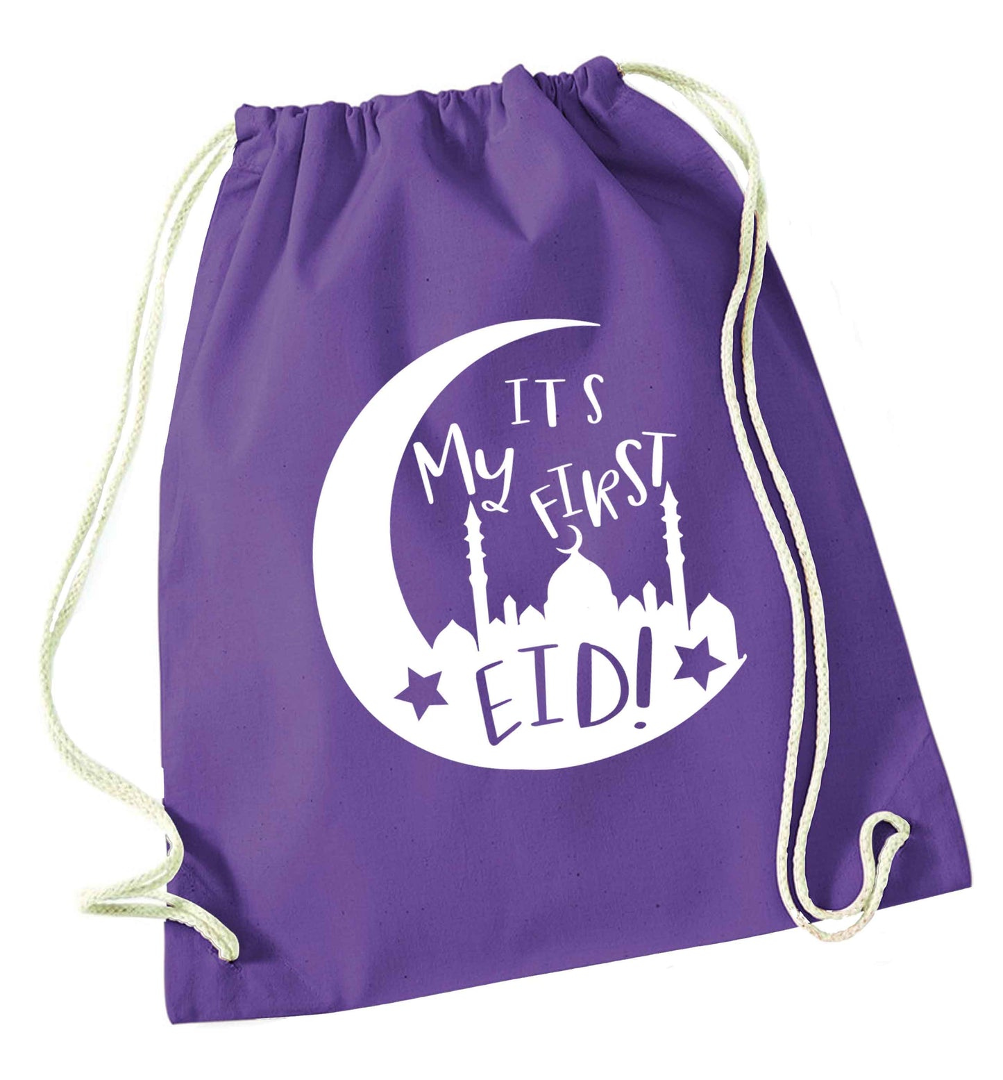 It's my first Eid moon purple drawstring bag