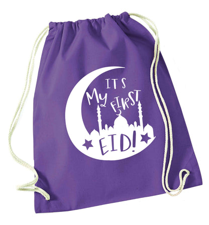It's my first Eid moon purple drawstring bag