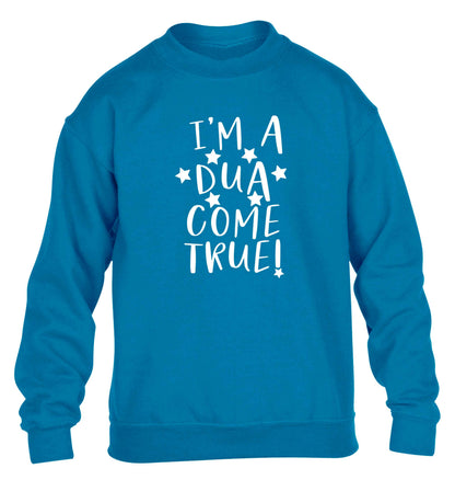 I'm a dua come true children's blue sweater 12-13 Years