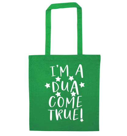 I'm a dua come true green tote bag