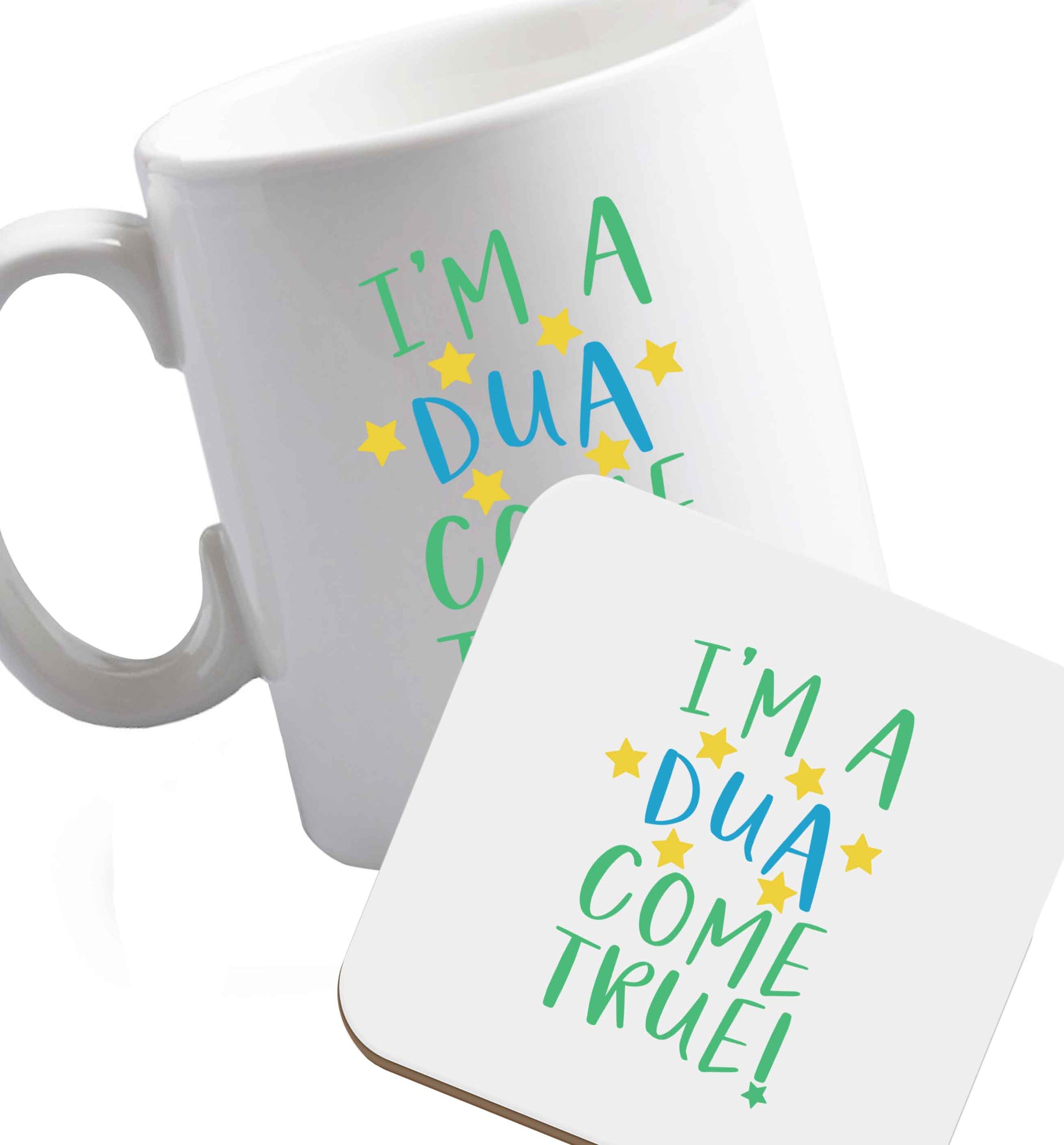 10 oz Favourite Type Pan Pancake ceramic mug and coaster set right handed