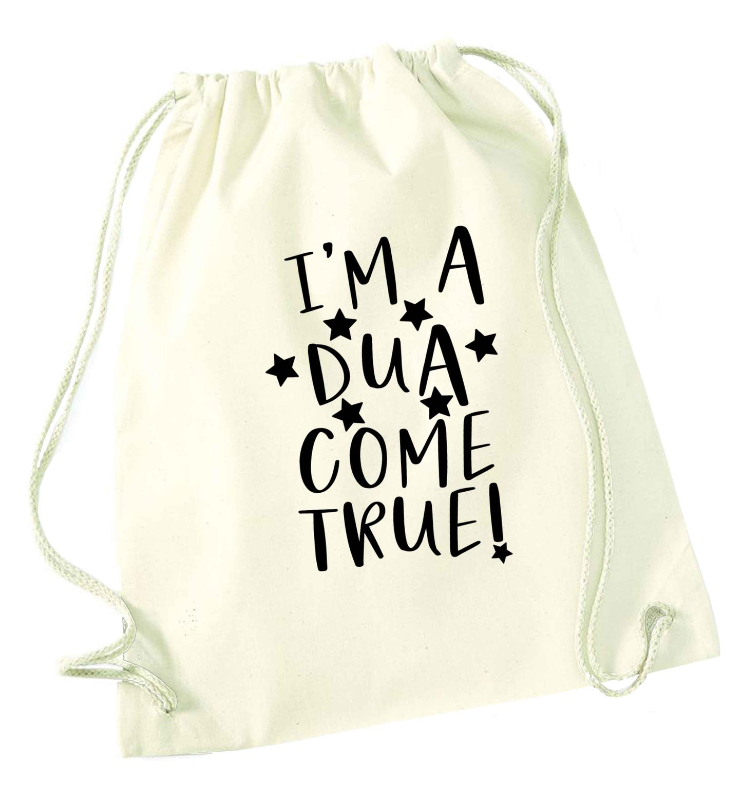 I'm a dua come true natural drawstring bag