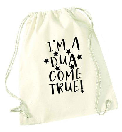 I'm a dua come true natural drawstring bag