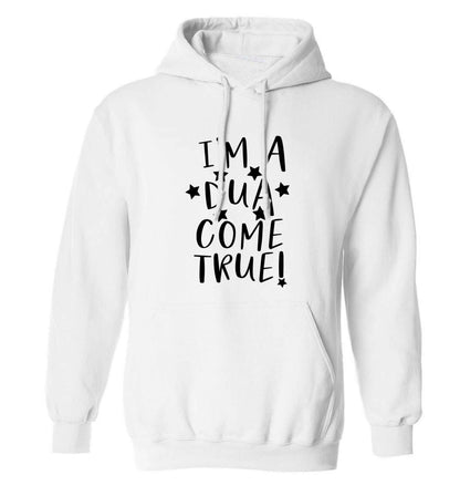 I'm a dua come true adults unisex white hoodie 2XL