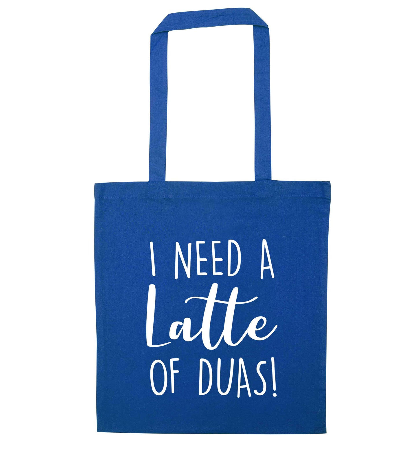 I need a latte duas blue tote bag