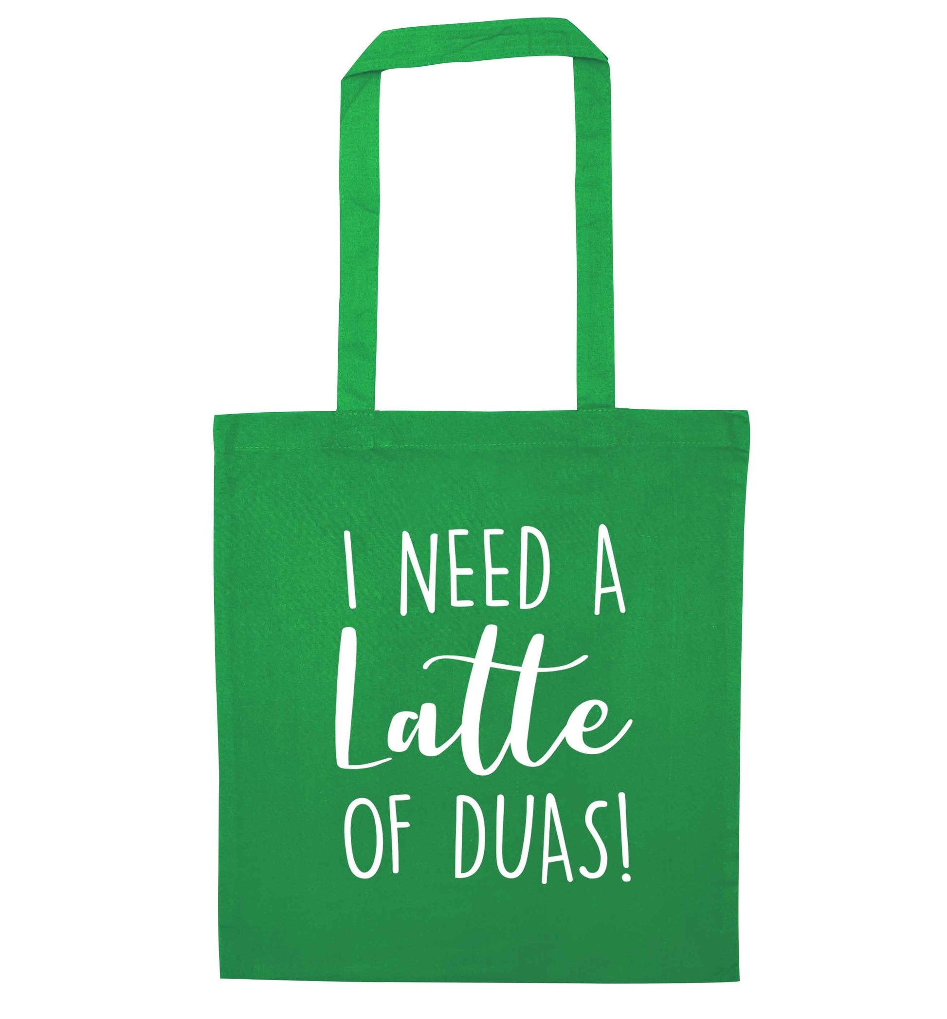 I need a latte duas green tote bag