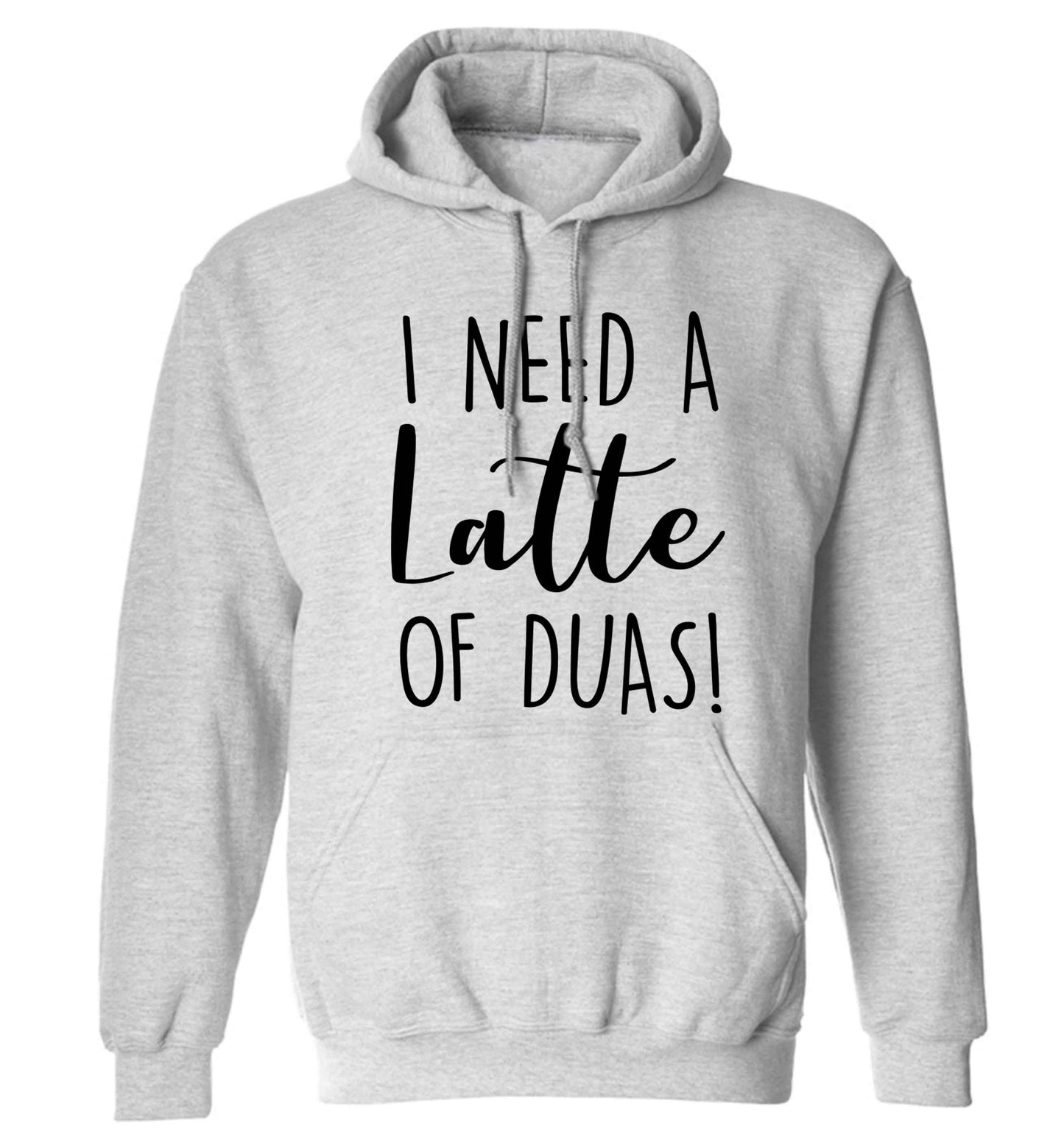 I need a latte duas adults unisex grey hoodie 2XL