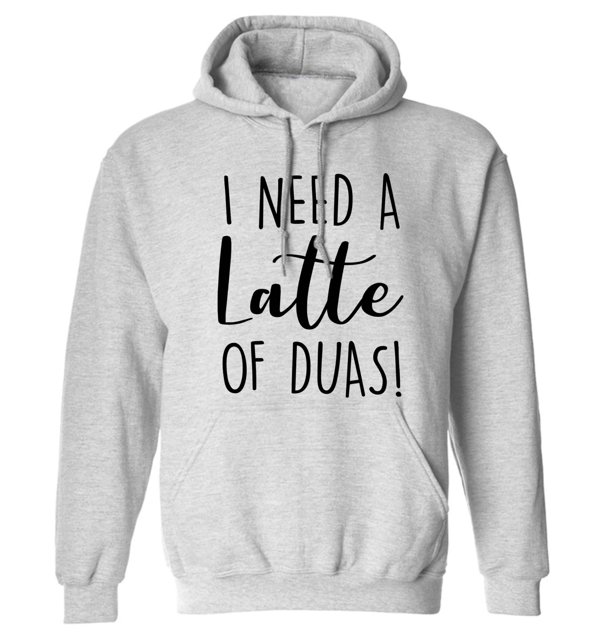 I need a latte duas adults unisex grey hoodie 2XL
