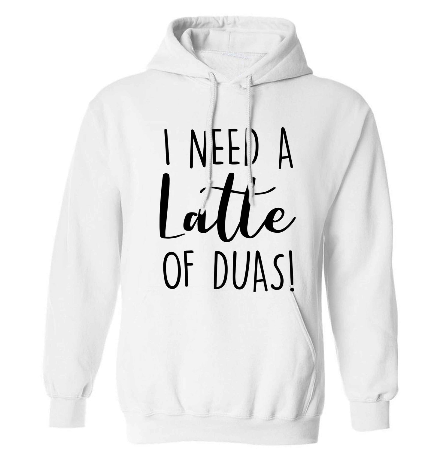 I need a latte duas adults unisex white hoodie 2XL