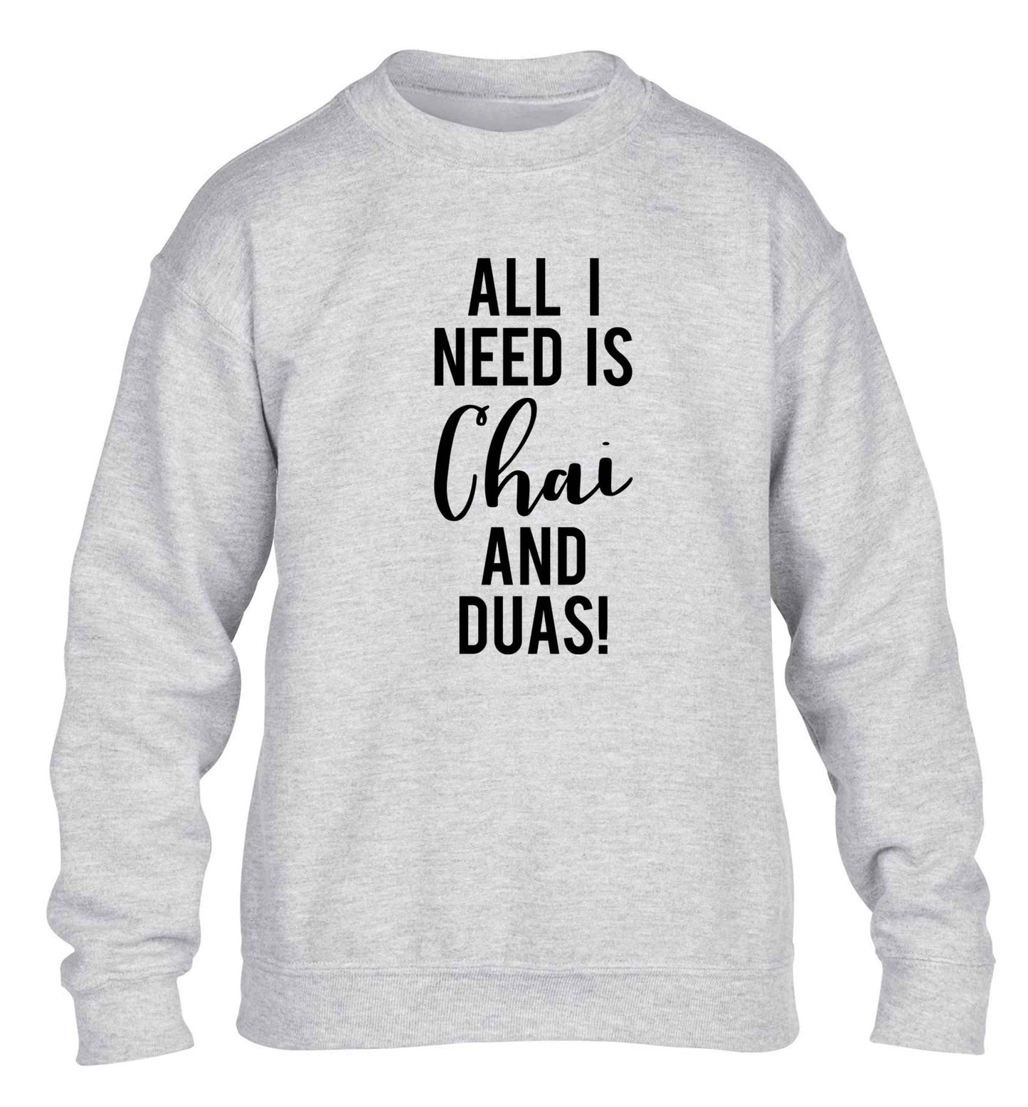 All I need is chai and duas children's grey sweater 12-13 Years