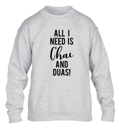 All I need is chai and duas children's grey sweater 12-13 Years