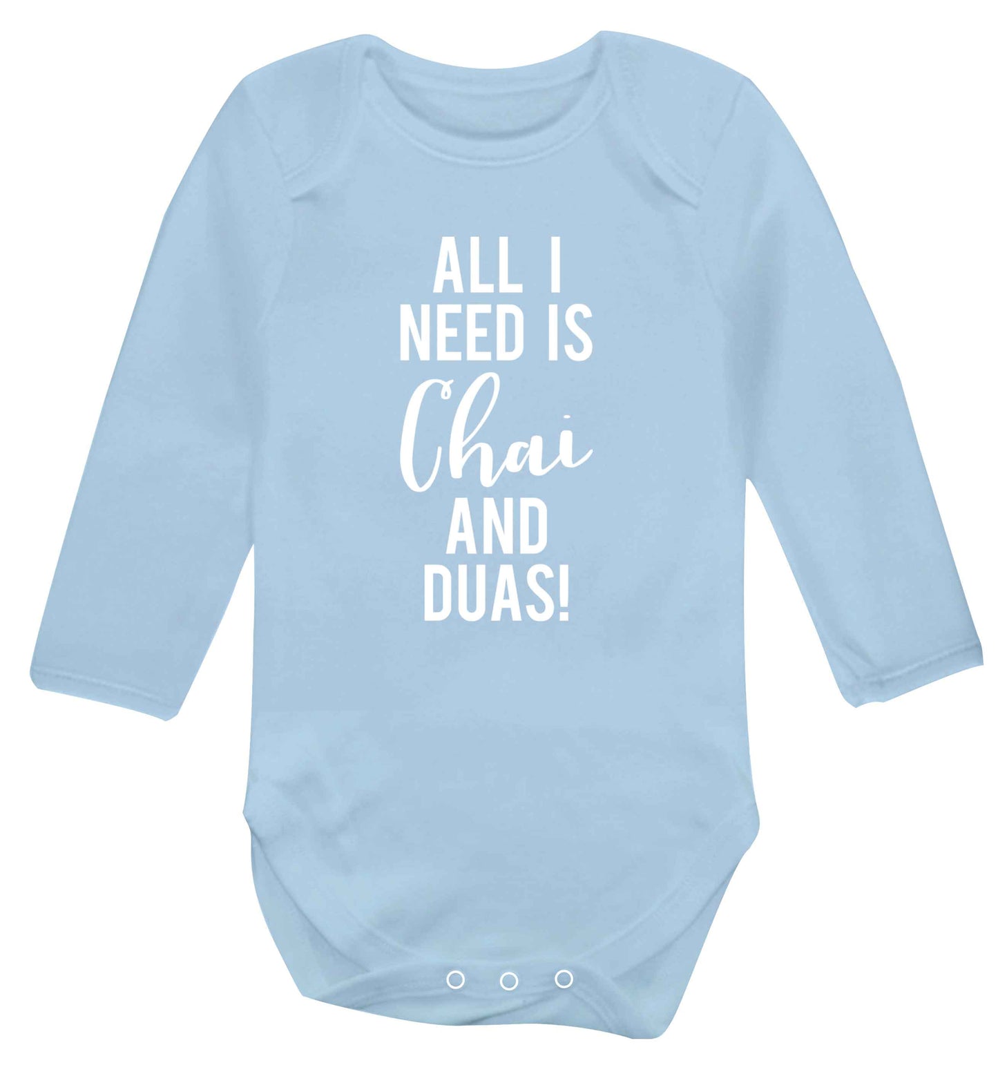All I need is chai and duas Baby Vest long sleeved pale blue 6-12 months